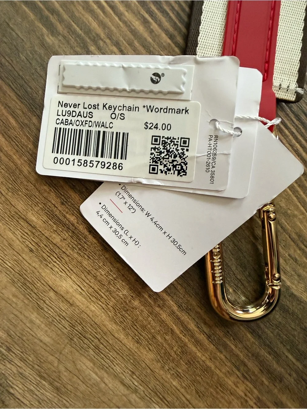 Lululemon Never Lost Keychain *Wordmark Oxford Red